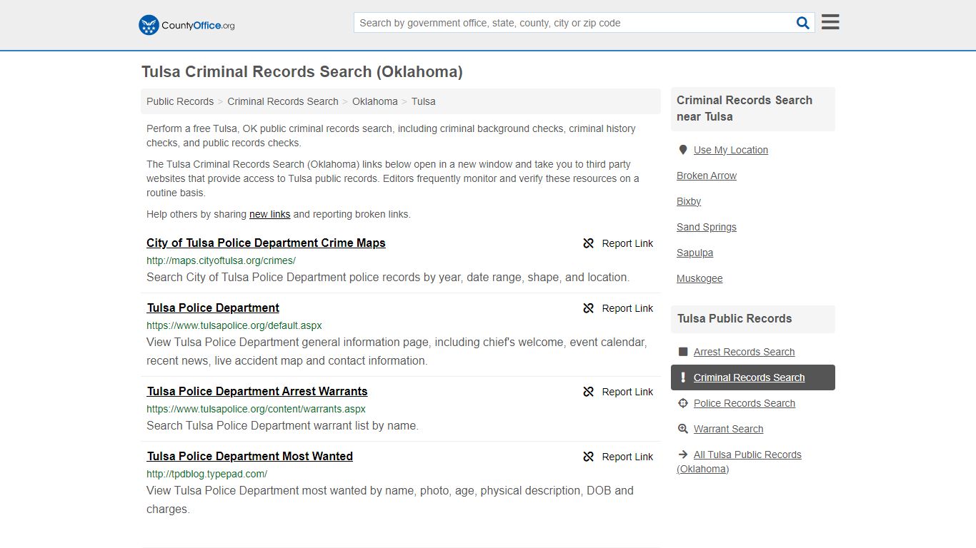 Tulsa Criminal Records Search (Oklahoma) - County Office