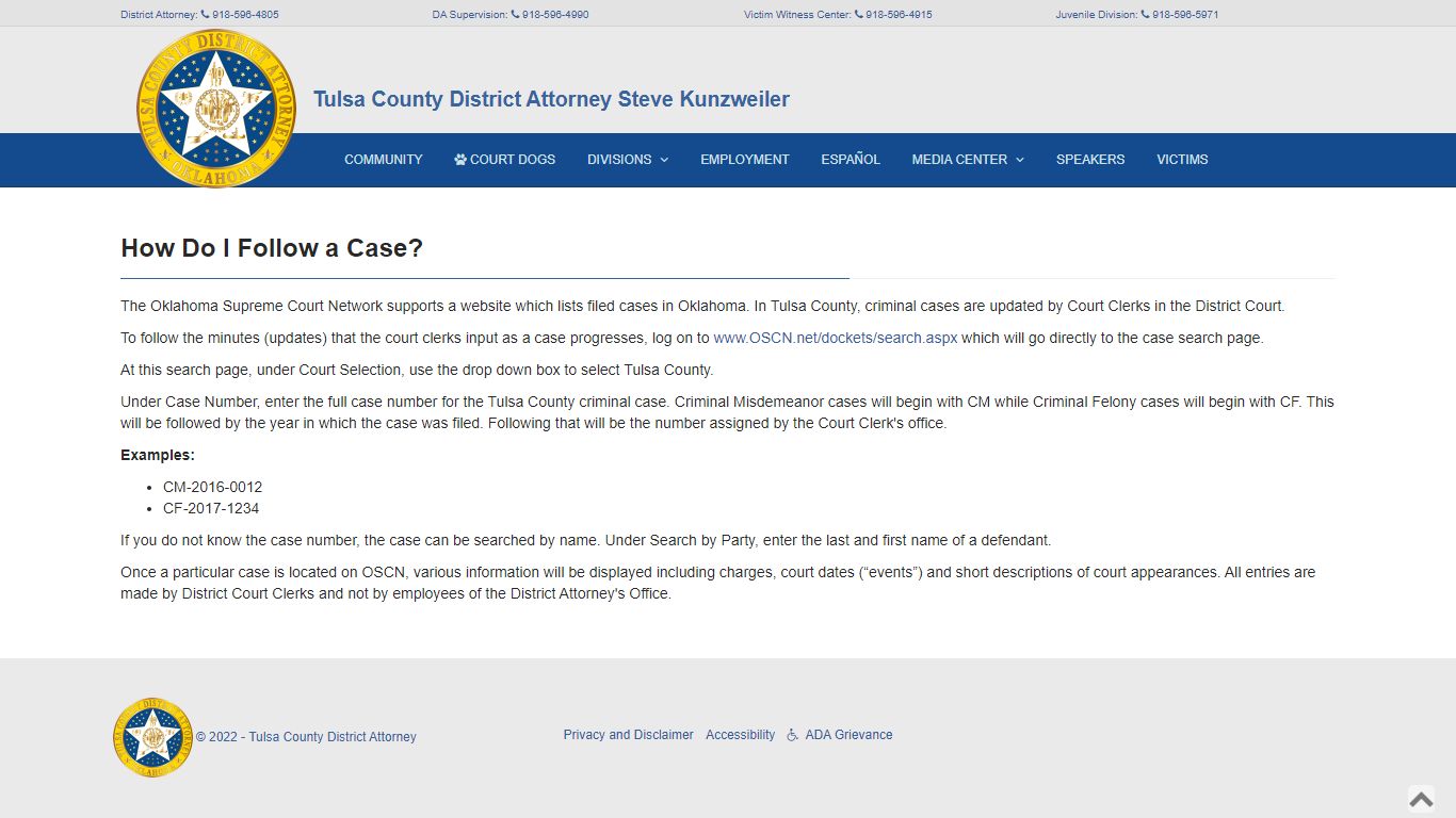 How Do I Follow a Case? - Tulsa County, Oklahoma